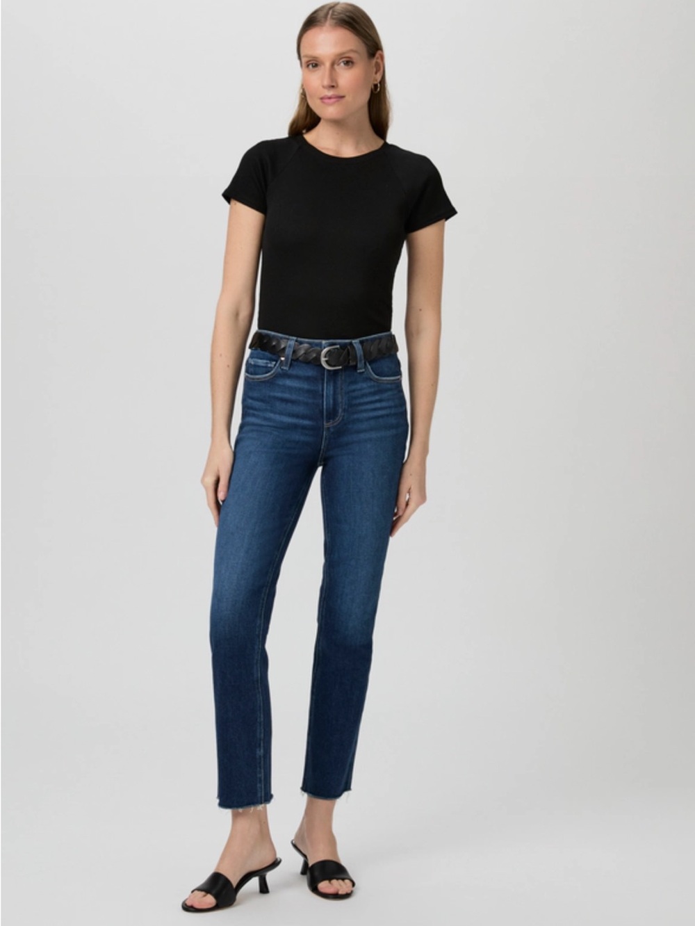 PAIGE CINDY TRANSCEND VINTAGE SLIM CROP JEANS IN FOREIGN FILM ❤️IN STORES❤️NWT❤️